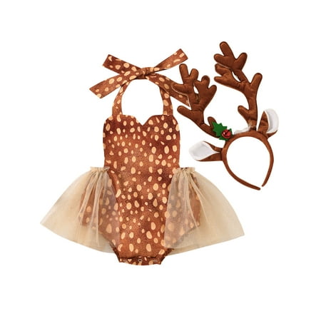 Xingqing Baby Girls Bodysuits Headband Sleeveless Cartoon Print Lace Ruffles Jumpsuits Deer Headwear 18-24 Months
Xingqing Baby Girls Bodysuits Headband Sleeveless Cartoon Print Lace Ruffles Jumpsuits Deer Headwear 18-24 Months