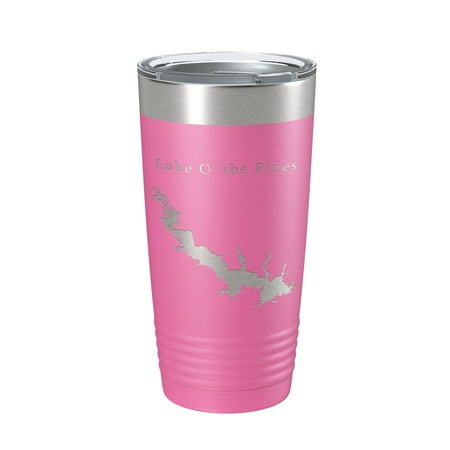 Lake O the Pines Map Tumbler Travel Mug Insulated Laser Engraved Coffee Cup Texas 20 oz Pink