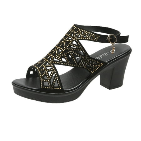 Cathalem Ladies Fashion Summer Suede Rhinestone Decorative Buckle Thick High Heel Sandals Gold 40
Cathalem Ladies Fashion Summer Suede Rhinestone Decorative Buckle Thick High Heel Sandals Gold 40