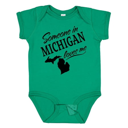 Inktastic Someone in Michigan Loves Me Gift Baby Boy or Baby Girl Bodysuit