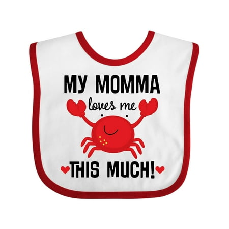 Inktastic Momma Loves Me This Much Crab Gift Baby Boy or Baby Girl Bib