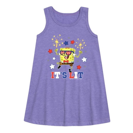 SpongeBob SquarePants - It s Lit - Toddler and Youth Girls A-line Dress