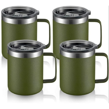 12oz Stainless Steel Insulated Coffee Mug with Handle Double Wall Vacuum Tumbler Cup with Sliding Lid Army Green 4 Pack
12oz Stainless Steel Insulated Coffee Mug with Handle Double Wall Vacuum Tumbler Cup with Sliding Lid Army Green 4 Pack