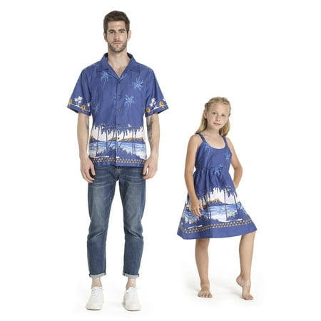 Matching Father Daughter Hawaiian Luau Dance Shirt Dress Diamond Head Beach Palm in Navy
Matching Father Daughter Hawaiian Luau Dance Shirt Dress Diamond Head Beach Palm in Navy