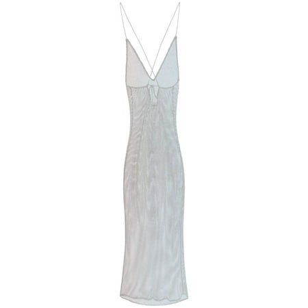 Ganni long mesh dress with crystals