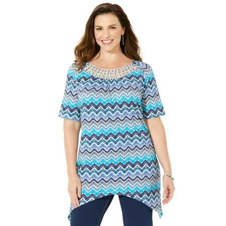 Catherines Women s Plus Size Carefree Macrame Trim Top 
Catherines Women s Plus Size Carefree Macrame Trim Top