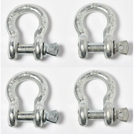 4x 3/8 Bow Shackle D-Ring w Clevis Screw Pin Anchor WLL 1 TON 2200 lbs capacity
