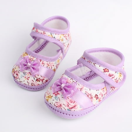 Leutsin Baby Girl Soft Sole Bowknot Print Anti-slip Casual Shoes Toddler PP/11