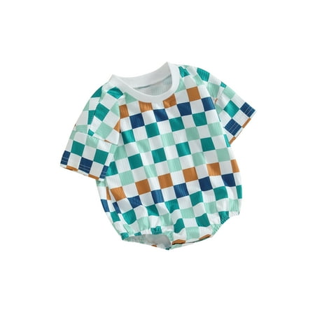 Shunvnny Baby Girls Boys Summer Romper 0-18M Infant Clothes Short Sleeve Crewneck Checkerboard Print Casual Romper
Shunvnny Baby Girls Boys Summer Romper 0-18M Infant Clothes Short Sleeve Crewneck Checkerboard Print Casual Romper