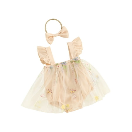 FEORJGP Infant Baby Girls Princess Rompers Newborn Fly Sleeve Jumpsuit Flower Butterfly Embroidery Mesh Tulle Bodysuits with Headband Toddler Cute Casual Summer Clothes
FEORJGP Infant Baby Girls Princess Rompers Newborn Fly Sleeve Jumpsuit Flower Butterfly Embroidery Mesh Tulle Bodysuits with Headband Toddler Cute Casual Summer Clothes