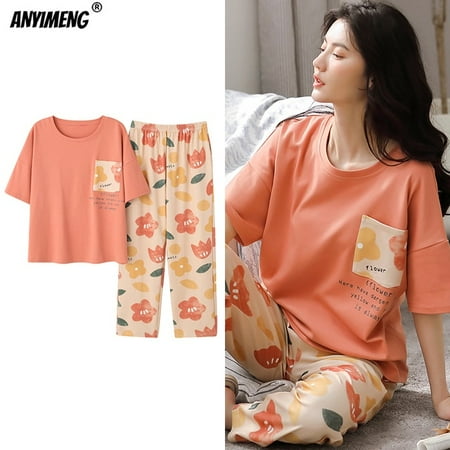 New Sleepwear Cartoon Cotton Pajamas for Women Long Pants Short Sleeved Summer Spring Loungewear Fashion Home Clothing Homewear
New Sleepwear Cartoon Cotton Pajamas for Women Long Pants Short Sleeved Summer Spring Loungewear Fashion Home Clothing Homewear