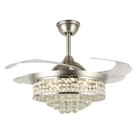 FINE MAKER Modern Crystal Ceiling Fan with Light Remote Control 3 Color LED Chandelier Retractable Blades 3 Speed Wind Fandelier for Living Dining Room Bedroom Silver Metal Finish 42
FINE MAKER Modern Crystal Ceiling Fan with Light Remote Control 3 Color LED Chandelier Retractable Blades 3 Speed Wind Fandelier for Living Dining Room Bedroom Silver Metal Finish 42