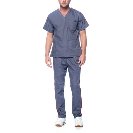 Dagacci Medical Uniform Unisex Men and Women V-Neck Top Straight Pants Athletic Trim Cotton Scrub Set (Pewter Gray XL)
Dagacci Medical Uniform Unisex Men and Women V-Neck Top Straight Pants Athletic Trim Cotton Scrub Set (Pewter Gray XL)