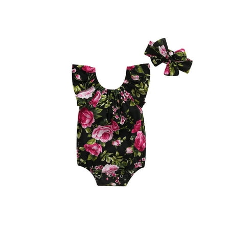 Binpure Infant Girls Romper Flying Sleeve Rose Floral Print Elastic Neck Playsuit with Headband
Binpure Infant Girls Romper Flying Sleeve Rose Floral Print Elastic Neck Playsuit with Headband