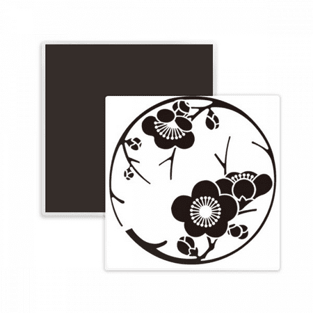 Japan Culture Cute Black Sakura Square Ceracs Fridge Magnet Keepsake Memento