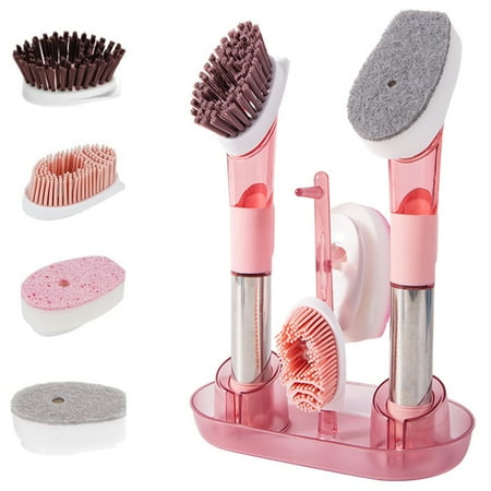 Dish Cleaning Brush Soap Dispensing Dish Brush Set with 1/2 Handles 4 Replacement Heads and Storage Holder Kitchen Scrub Brush for Dish Pot Pan Sink Cleaning
Dish Cleaning Brush Soap Dispensing Dish Brush Set with 1/2 Handles 4 Replacement Heads and Storage Holder Kitchen Scrub Brush for Dish Pot Pan Sink Cleaning
