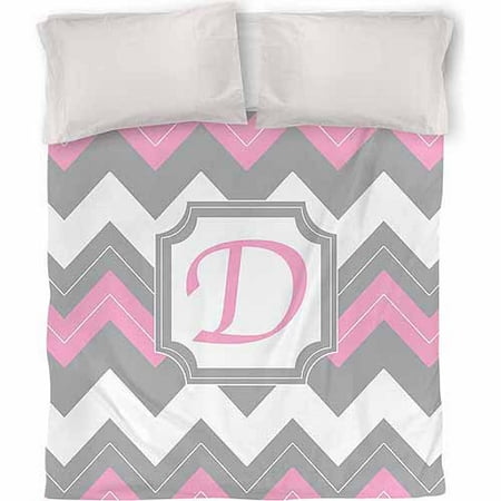 IDG Chevron Monogram Duvet Cover, Pink