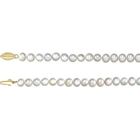 14K Yellow Gold Freshwater Cultured Pearl 18" Necklace Gemstone Fashion Finished Necklaces (Each)