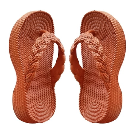 ELABCH Women s Slippers Imitation Hemp Rope Thick Sole Slope Heel Flip Flops Beach Sandals Brown
ELABCH Women s Slippers Imitation Hemp Rope Thick Sole Slope Heel Flip Flops Beach Sandals Brown