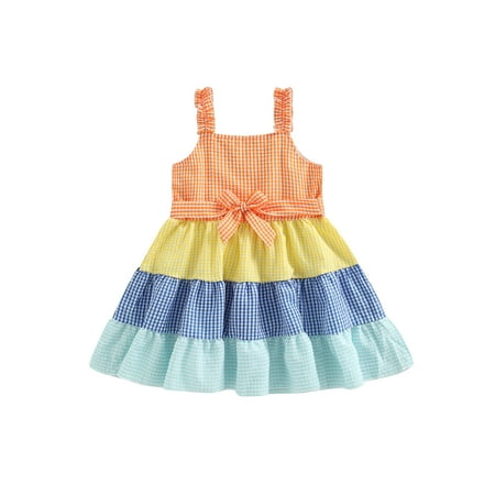 TheFound Summer Lovely Kids Girls Holiday Dress Plaids Print Patchwork Sleeveless A-Line Sundress With Belt
TheFound Summer Lovely Kids Girls Holiday Dress Plaids Print Patchwork Sleeveless A-Line Sundress With Belt