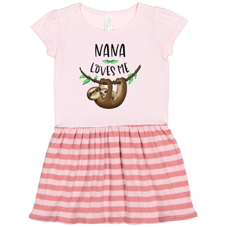 Inktastic Nana Loves Me Cute Sloth and Baby Gift Toddler Girl Dress