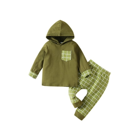 Frobukio 2Pcs Kids Toddler Boys Pants Outfits Long Sleeve Hoodies Tops with Pocket + Elastic Waist Plaid Trousers Sets Green 6-12 Months
Frobukio 2Pcs Kids Toddler Boys Pants Outfits Long Sleeve Hoodies Tops with Pocket + Elastic Waist Plaid Trousers Sets Green 6-12 Months