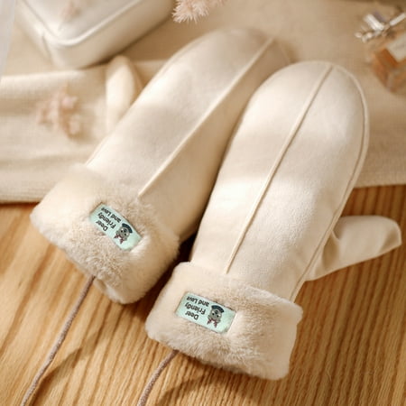Suncoda Kitchen Supplies Ladies Winter Gloves Cartoon Lingering Neck Winter Warm Thickened Plush Cotton Plush Gloves