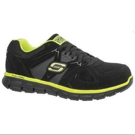 SKECHERS 77068 -BKLM SZ 11.5 Athletic Work Shoes,11-1\/2,D,Blk\/Lime, PR G2273875