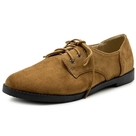Ollio Women s Classic Flat Shoes Lace Up Faux Suede Oxfords ZM2910