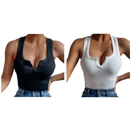 Betiyuaoe 2PCS Womens Summer Tops Knit Ribbed Solid-color Camisole Women Open Back Shirts for Women Halter-neck Slim-fit
Betiyuaoe 2PCS Womens Summer Tops Knit Ribbed Solid-color Camisole Women Open Back Shirts for Women Halter-neck Slim-fit