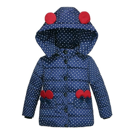 LAPAKIDS Toddler Girl Winter Jacket Coat Little Girl Hooded Coat Warm Faux Fleece Lined 18-24 Months