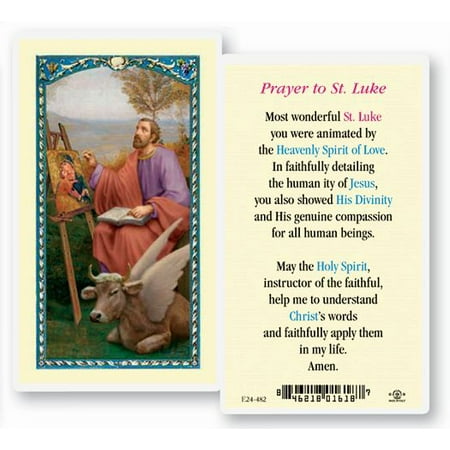 Saint Luke Laminated Catholic Prayer Holy Card with Prayer on Back Pack of 25