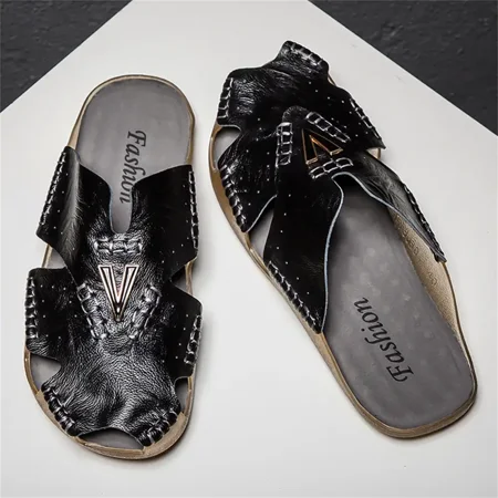 Men‘s Genuine Leather Closed-toe Rubber In Sole Anti-skid Slip On Slides Slippers Sandals For Indoor Outdoor Beach Pool
Men‘s Genuine Leather Closed-toe Rubber In Sole Anti-skid Slip On Slides Slippers Sandals For Indoor Outdoor Beach Pool