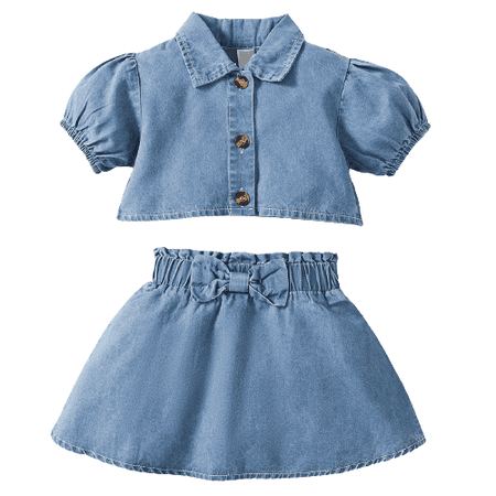 Mikrdoo Toddler Baby Girls Clothes Baby OOTD Jeans Turn-down Collar Bubble Crops Tops Skirts 2Pcs Outfits Blue 2-3 Years
Mikrdoo Toddler Baby Girls Clothes Baby OOTD Jeans Turn-down Collar Bubble Crops Tops Skirts 2Pcs Outfits Blue 2-3 Years