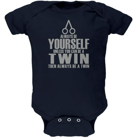 Always Be Yourself Twin Soft Baby One Piece Navy 0-3 M