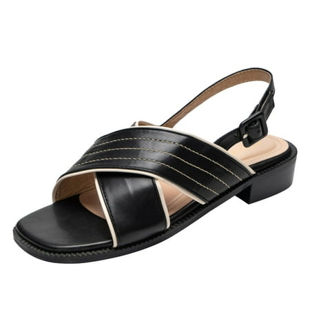 NECHOLOGY Round Toe Heeled Sandals Luxury Leather Effect Low Heel Lady Sandals With Buckle Peep Toe Flat Sandals for Women Black 8
NECHOLOGY Round Toe Heeled Sandals Luxury Leather Effect Low Heel Lady Sandals With Buckle Peep Toe Flat Sandals for Women Black 8