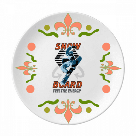 Snow Board Winter Sport Illustration Flower Ceramics Plate Tableware Dinner Dish