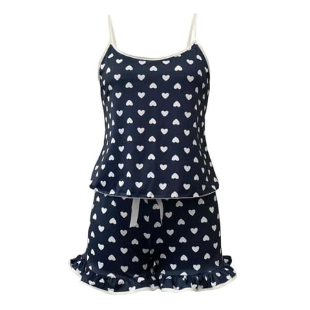 Gureui Women and Gilrs 2 Pieces Pajamas Set Heart/Bowknot Pattern Sleeveless Camisole + Elastic Waist Shorts Sleepwear Suit
Gureui Women and Gilrs 2 Pieces Pajamas Set Heart/Bowknot Pattern Sleeveless Camisole + Elastic Waist Shorts Sleepwear Suit