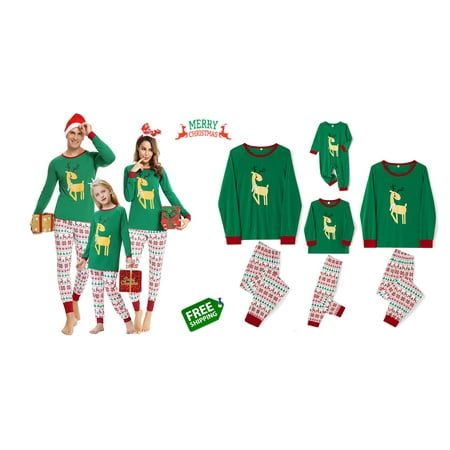 Gueuusu Family Pajamas Matching Sets Green Long Sleeve Round Neck Elk Print Tops Trousers Suit / Romper
Gueuusu Family Pajamas Matching Sets Green Long Sleeve Round Neck Elk Print Tops Trousers Suit / Romper