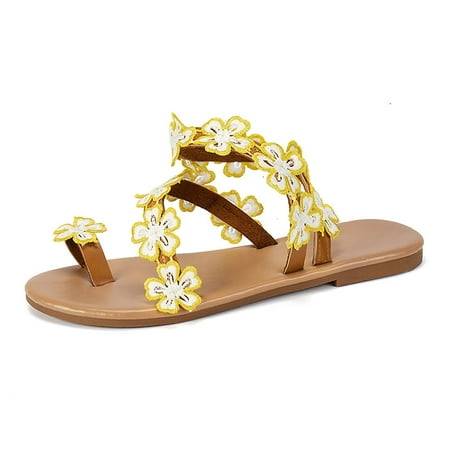 ZHELIYO Women s sandals Women s Plus Size Sandals Fashion Sunflower Roman Slippers Sandals Yellow 6
ZHELIYO Women s sandals Women s Plus Size Sandals Fashion Sunflower Roman Slippers Sandals Yellow 6