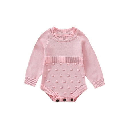 Seyurigaoka Newborn Baby Girls Knitted Romper Tops Solid Color Dot Pattern Round Neck Long Sleeve Bodysuit Casual Simple Style Playsuit
Seyurigaoka Newborn Baby Girls Knitted Romper Tops Solid Color Dot Pattern Round Neck Long Sleeve Bodysuit Casual Simple Style Playsuit