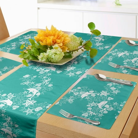 Sea Animals Table Runner & Placemats Dolphins Flowers Sea Floral Pattern Starfish Coral Seashell Composition Set for Dining Table Placemat 4 pcs + Runner 16 x90 Sea Green White by Ambesonne
Sea Animals Table Runner & Placemats Dolphins Flowers Sea Floral Pattern Starfish Coral Seashell Composition Set for Dining Table Placemat 4 pcs + Runner 16 x90 Sea Green White by Ambesonne