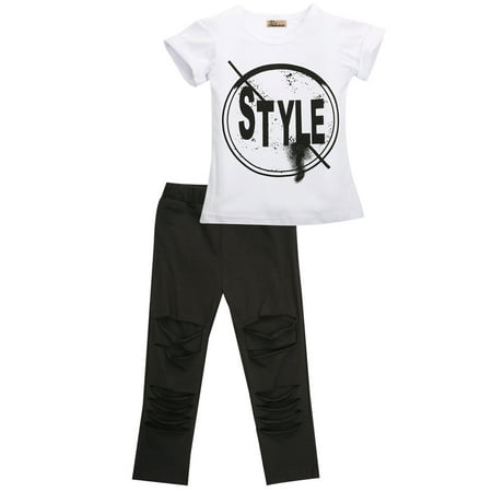 Huakaishijie Kids Girls Summer Clothes Set Short Sleeve Slim-Fit T-shirt Top Hole Long Pants Children Set
Huakaishijie Kids Girls Summer Clothes Set Short Sleeve Slim-Fit T-shirt Top Hole Long Pants Children Set