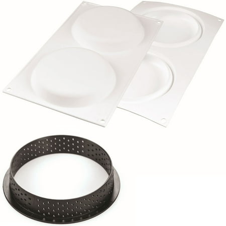 Silikomart Kit Tarte Ring 150 Silicone Mold with 2 Cavities 4.80 Inch Diameter x 0.78 Inch High Plus 2 Heat-Resistant Perforated Plastic Cutting Rings
Silikomart Kit Tarte Ring 150 Silicone Mold with 2 Cavities 4.80 Inch Diameter x 0.78 Inch High Plus 2 Heat-Resistant Perforated Plastic Cutting Rings