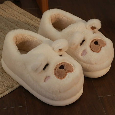CoCopeanut Cartoon Bear Slipper for Women Winter Indoor Warm Faux Fur Shoes Flip Flops Cute Animals Plush Platform Ladies Home Slippers
CoCopeanut Cartoon Bear Slipper for Women Winter Indoor Warm Faux Fur Shoes Flip Flops Cute Animals Plush Platform Ladies Home Slippers