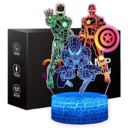 Spiderman Toys Night Light for Kids XXMANX 3D Illusion Lamp Touch Control Dynamic Colors Changing with 3 Pattern Kids Toys Christmas Gifts for Men Boys (Smart Touch)
Spiderman Toys Night Light for Kids XXMANX 3D Illusion Lamp Touch Control Dynamic Colors Changing with 3 Pattern Kids Toys Christmas Gifts for Men Boys (Smart Touch)
