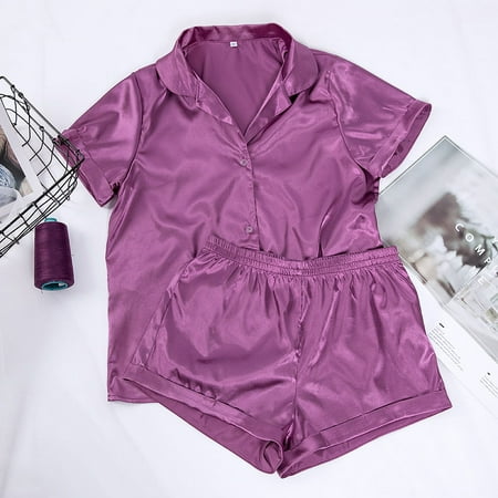 Qiaocaity Womens Pajama Sets Women s Loungewear Set Short Sleeve Sexy Satin Nightshirt Top + Shorts Home Wear Sleepwear Sets Gifts for Women Purple XL
Qiaocaity Womens Pajama Sets Women s Loungewear Set Short Sleeve Sexy Satin Nightshirt Top + Shorts Home Wear Sleepwear Sets Gifts for Women Purple XL
