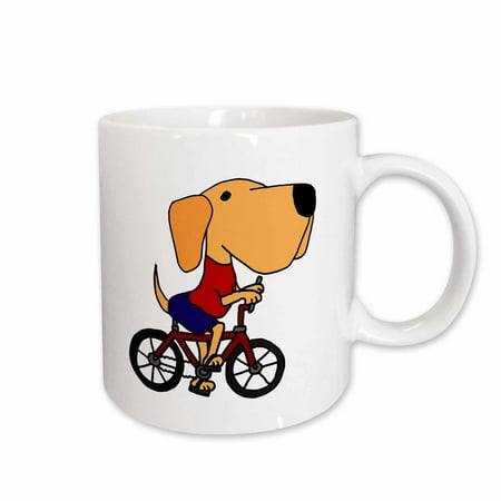 3dRose Funny Yellow Labrador Retriever Riding Bicycle Ceramic Mug 15-ounce