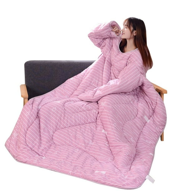 Tuscom 59x79 Inch Creative Thickened Lazy Quilt Washable Detachable Zipper Winter Blanket With Sleeves