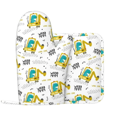 Oven Mitts and Pot Holders Sets Dinosaur on Excavator Non-Slip Silicone Oven Gloves Potholders Cotton Lining Heat Resistant Gloves Hot Pads for Kitchen Cooking Baking
Oven Mitts and Pot Holders Sets Dinosaur on Excavator Non-Slip Silicone Oven Gloves Potholders Cotton Lining Heat Resistant Gloves Hot Pads for Kitchen Cooking Baking